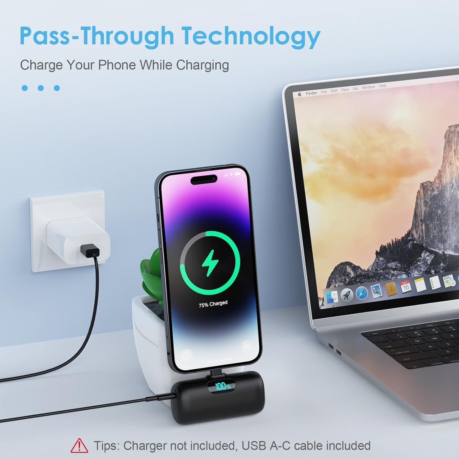 Detalle 2 de 5000mAh Mini Power Bank for iPhone with 15W PD Fast Charging