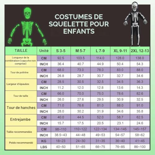 Thumbnail 6 de Sincere Party costume de squelette qui brille dans le noir, 7-9 ans