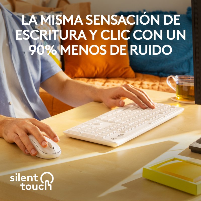 Detalle de Logitech MK295 Combo teclado y ratón inalámbricos blanco crudo 🖱