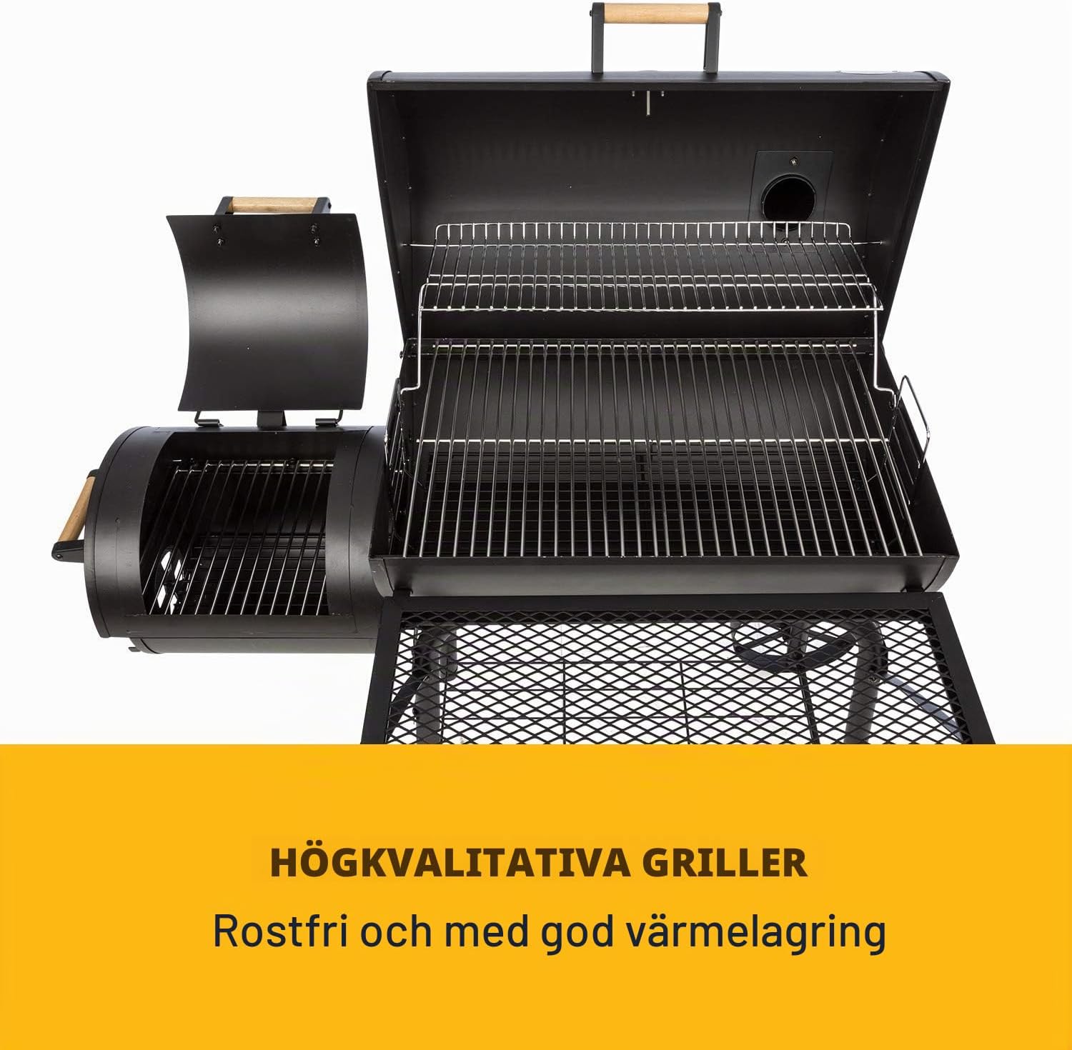 Detalle de Klarstein Beef Brisket kolgrill och smoker med två grillkammare