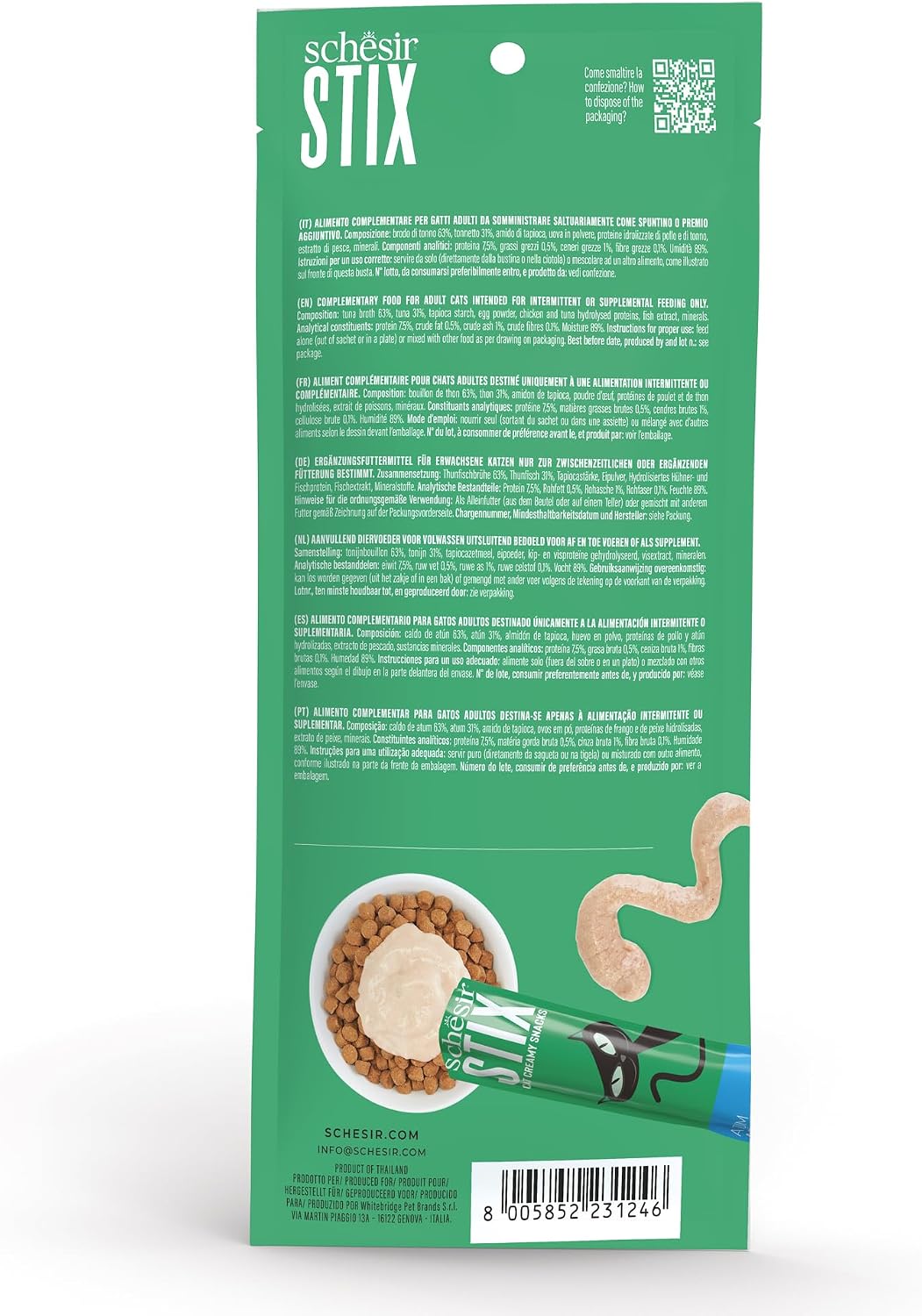 Detalle de Schesir Stix Tonnetto 12x6x15 g – Grain-free Fisch-Aperitif in Mini-Portionen