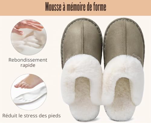 Thumbnail 6 de Misolin Chaussons femme et homme 38,5-40 EU, mousse à mémoire de forme, vert mousse