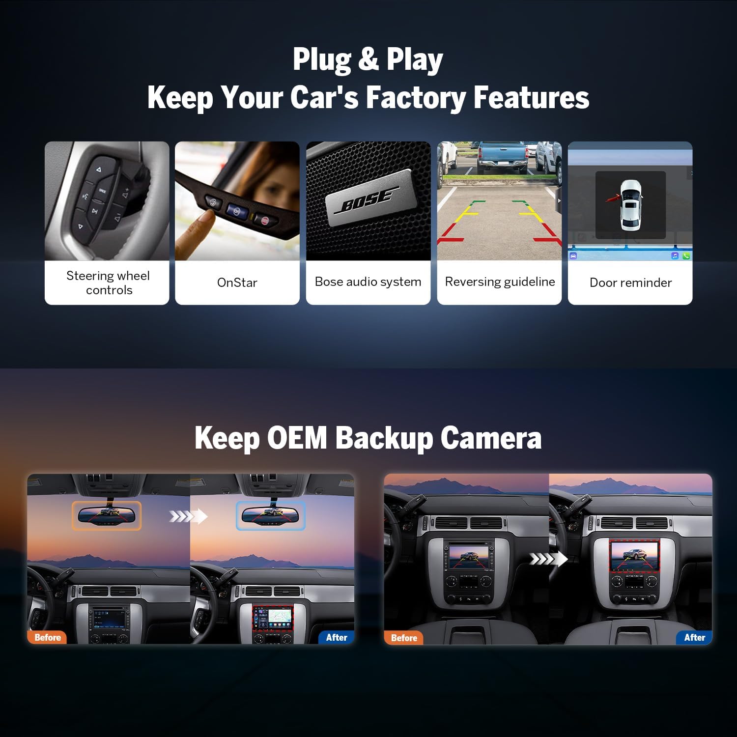 Thumbnail 3 de Eonon GMX6S-PRO 8" QLED Car Stereo for Chevy/GMC/Buick (2007-2013): Powerful, Plug & Play Entertainment