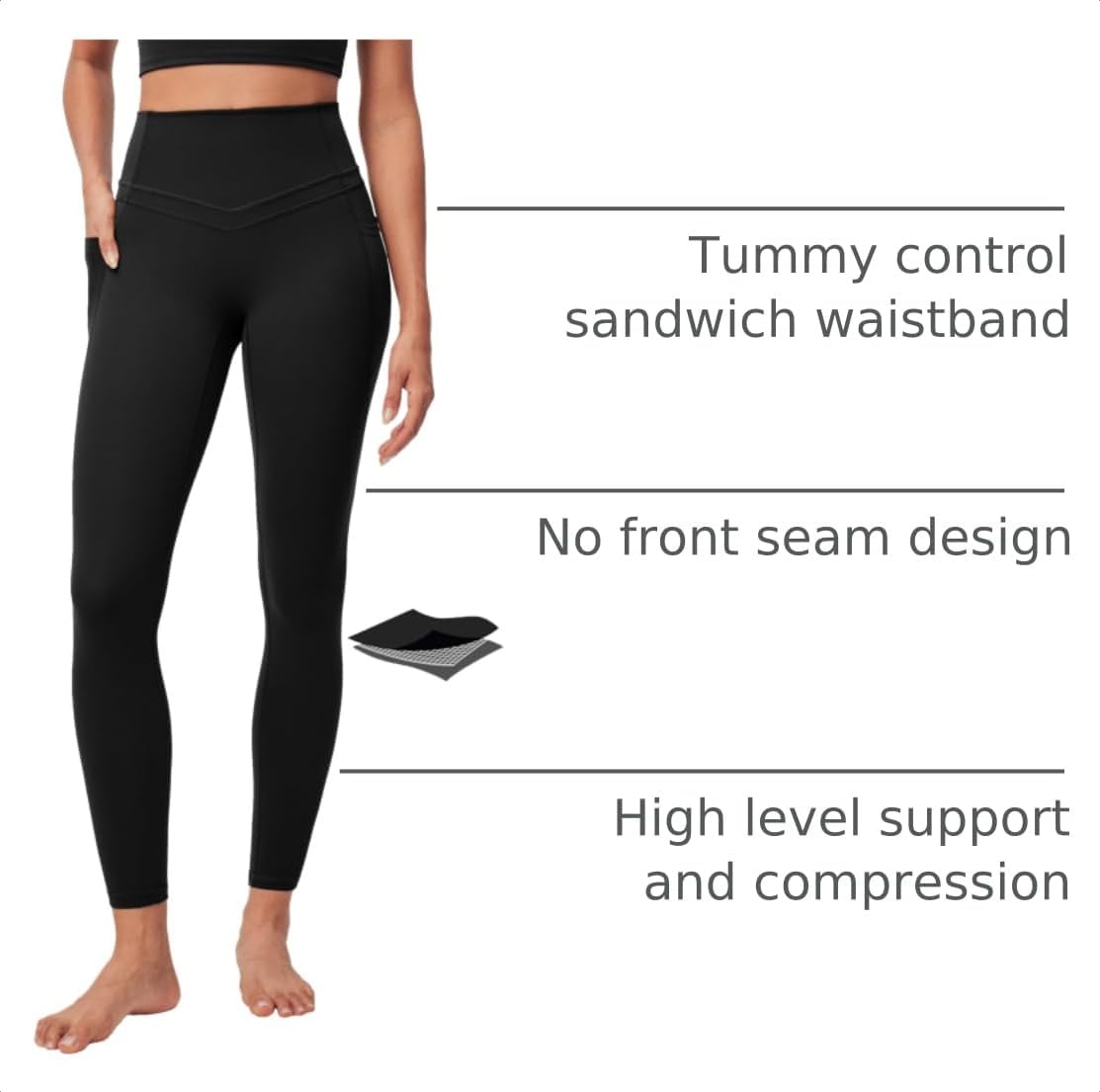 Thumbnail 3 de IUGA PowerTight Compression Leggings with Pockets: High-Waist Tummy Control for Women
