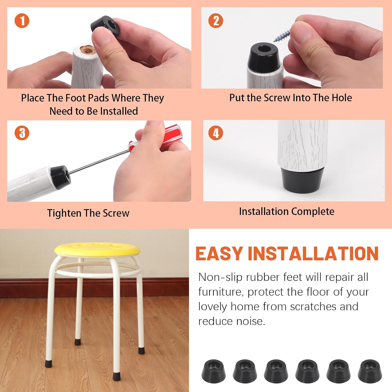 Detalle 1 de Tanstic Non-Slip Rubber Feet, 12 mm x 8 mm x 7 mm