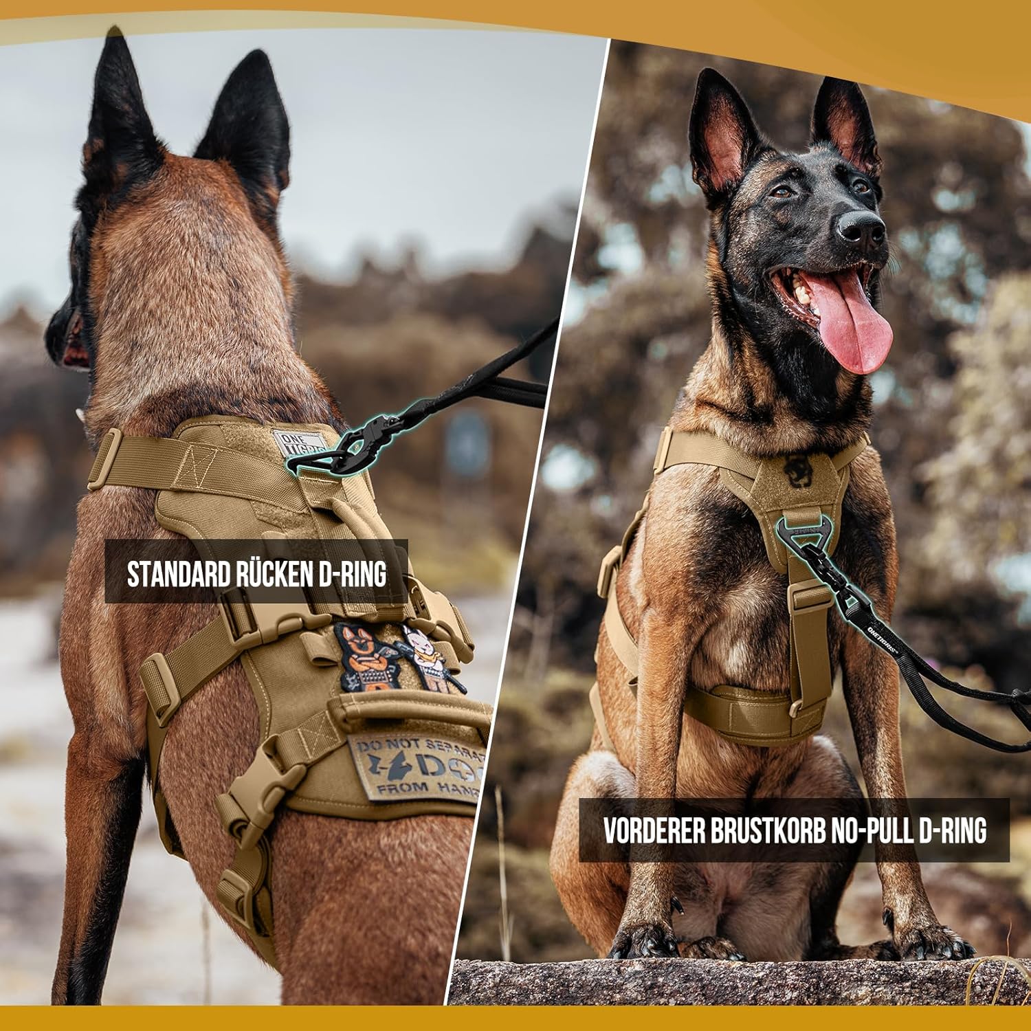 Detalle de OneTigris Harnais pour chien T-Bone : harnais tactique 2 poignées, ajustable et résistant