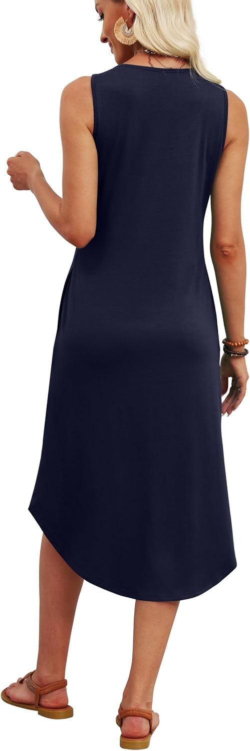 Thumbnail 4 de WIHOLL Summer Dresses for Women 2026 Button Front Sleeveless Midi Dress with Pockets