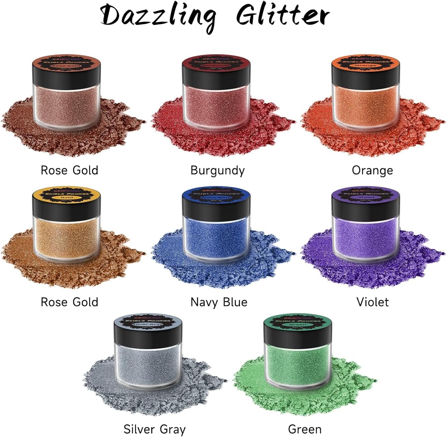 Detalle 2 de Cakestar Edible Luster Dust, 8-Colour Set, 7 g for Drinks and Desserts