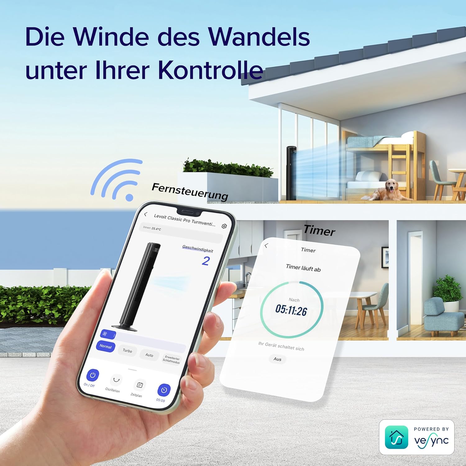 Thumbnail 2 de Levoit Smart APP Turmventilator – leiser Turmventilator für Schlafzimmer, 4 Modi, 12 Stufen, App & Alexa