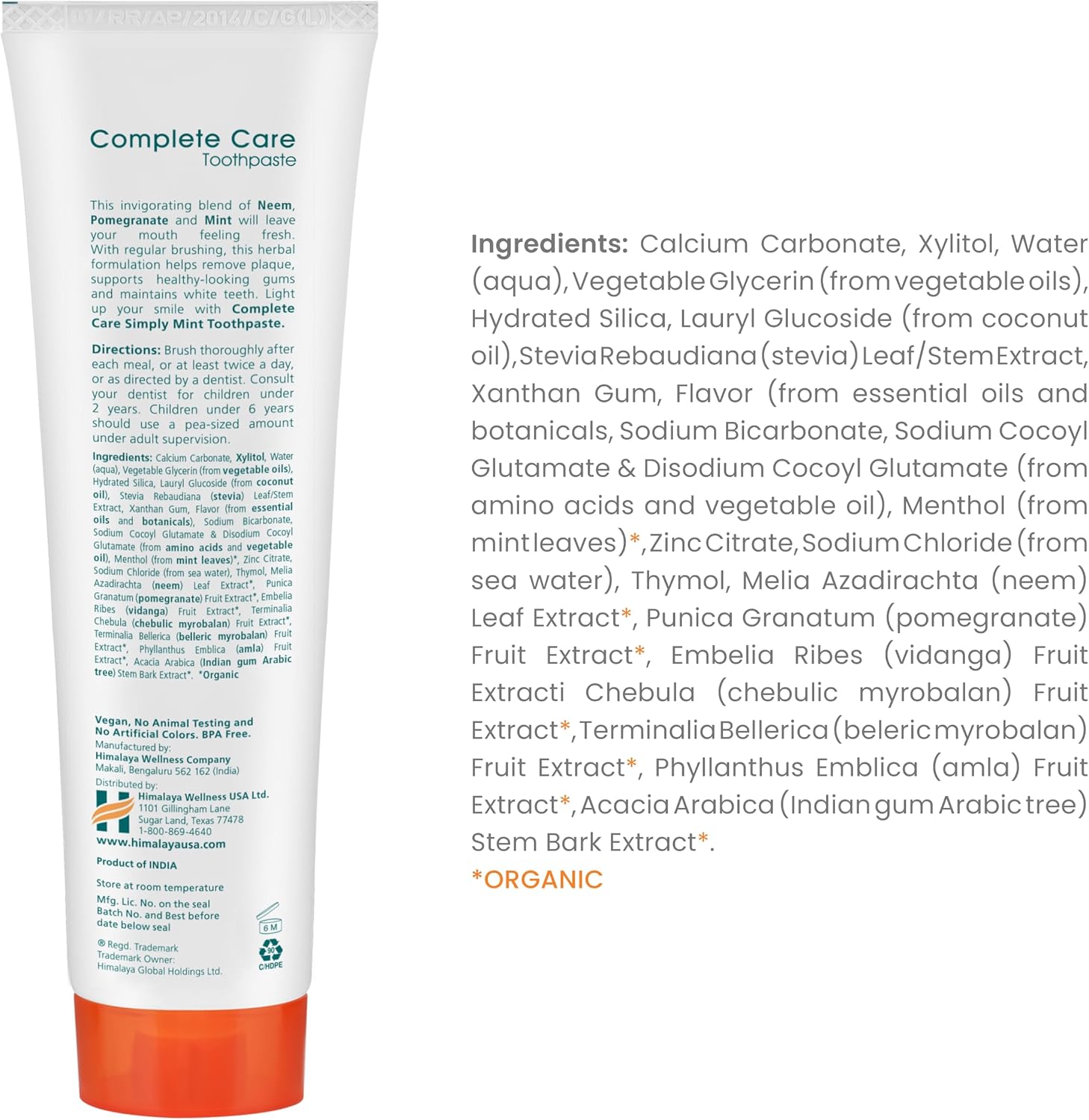 Detalle de Himalaya Botanique Simply Mint Complete Care Toothpaste – Refreshing Mint, Strong Teeth & Healthy Gums