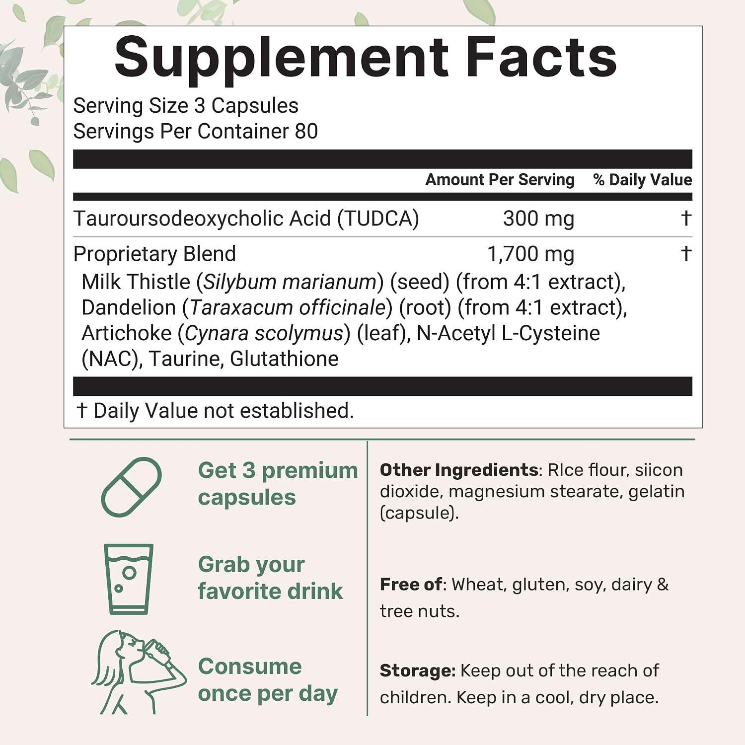 Detalle de Micro Ingredients TUDCA Supplement, 240 Capsules
