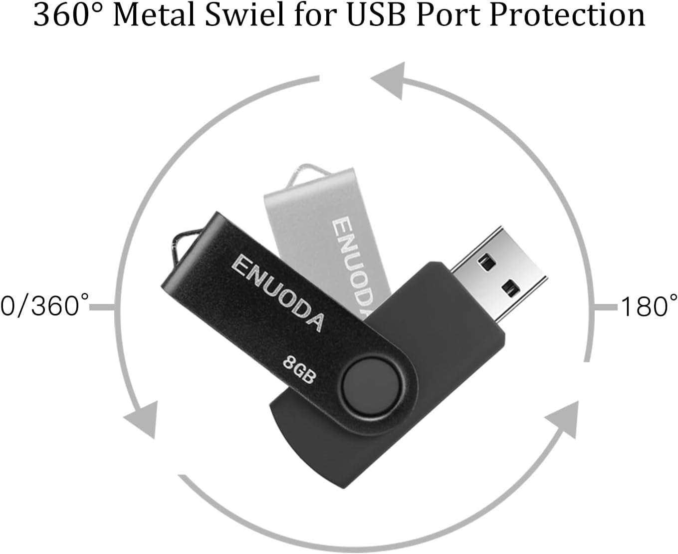 Thumbnail 4 de ENUODA XZLS-8GB-1PK 8GB USB 2.0 Flash Drive with Swivel Metal Cover