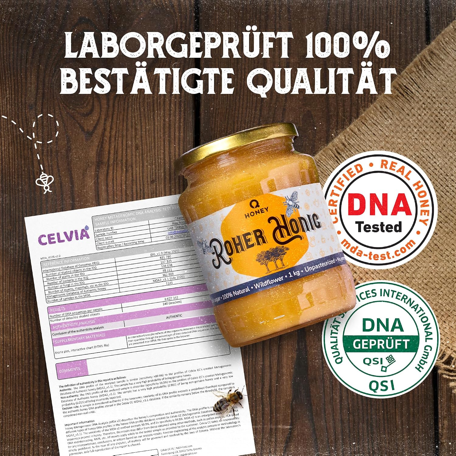 Detalle 2 de Q Honey Wildblütenhonig 1 kg 🍯