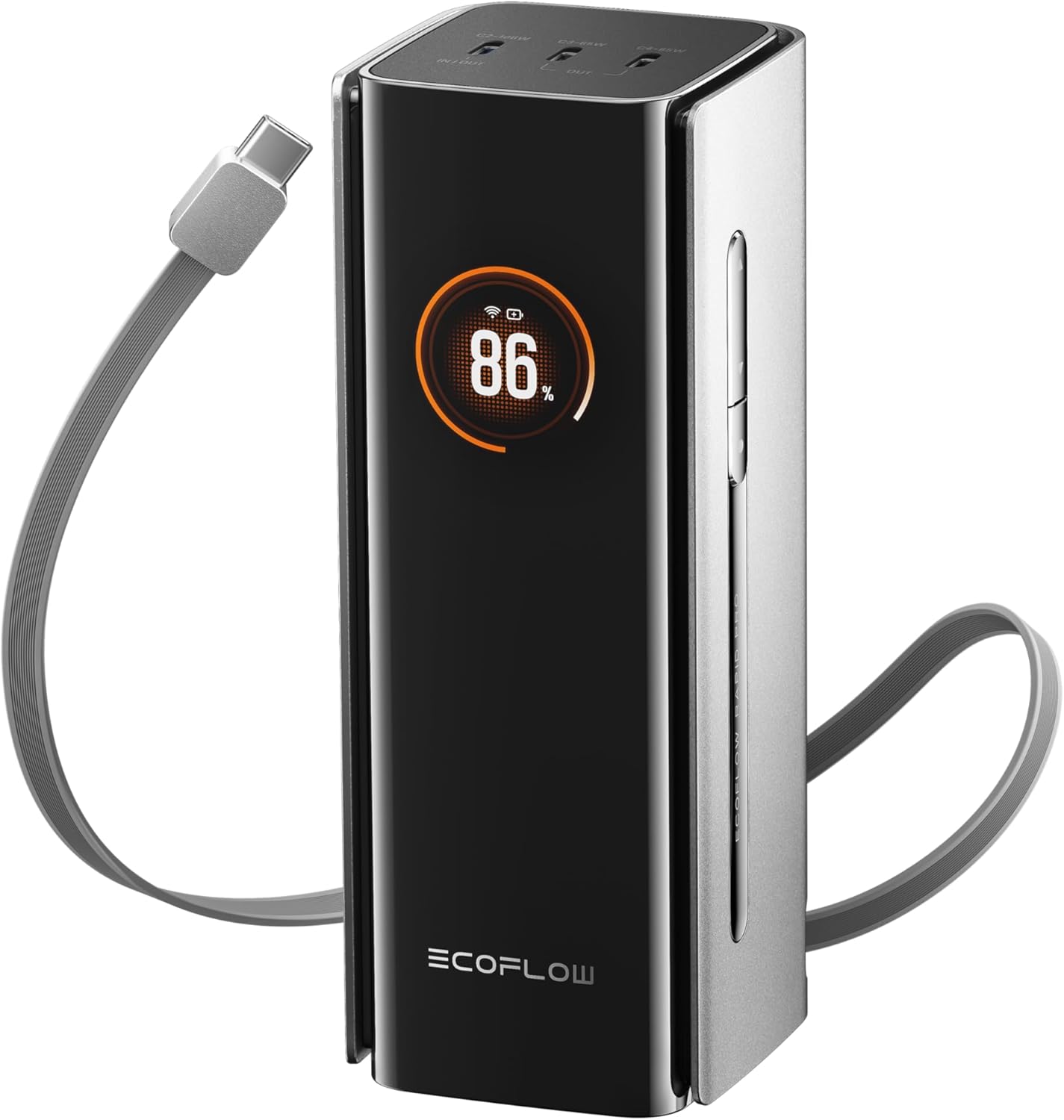 Detalle de EcoFlow RAPID Pro Power Bank (20,000mAh, 230W, 100W built-in USB-C cable) – 4-port portable charger