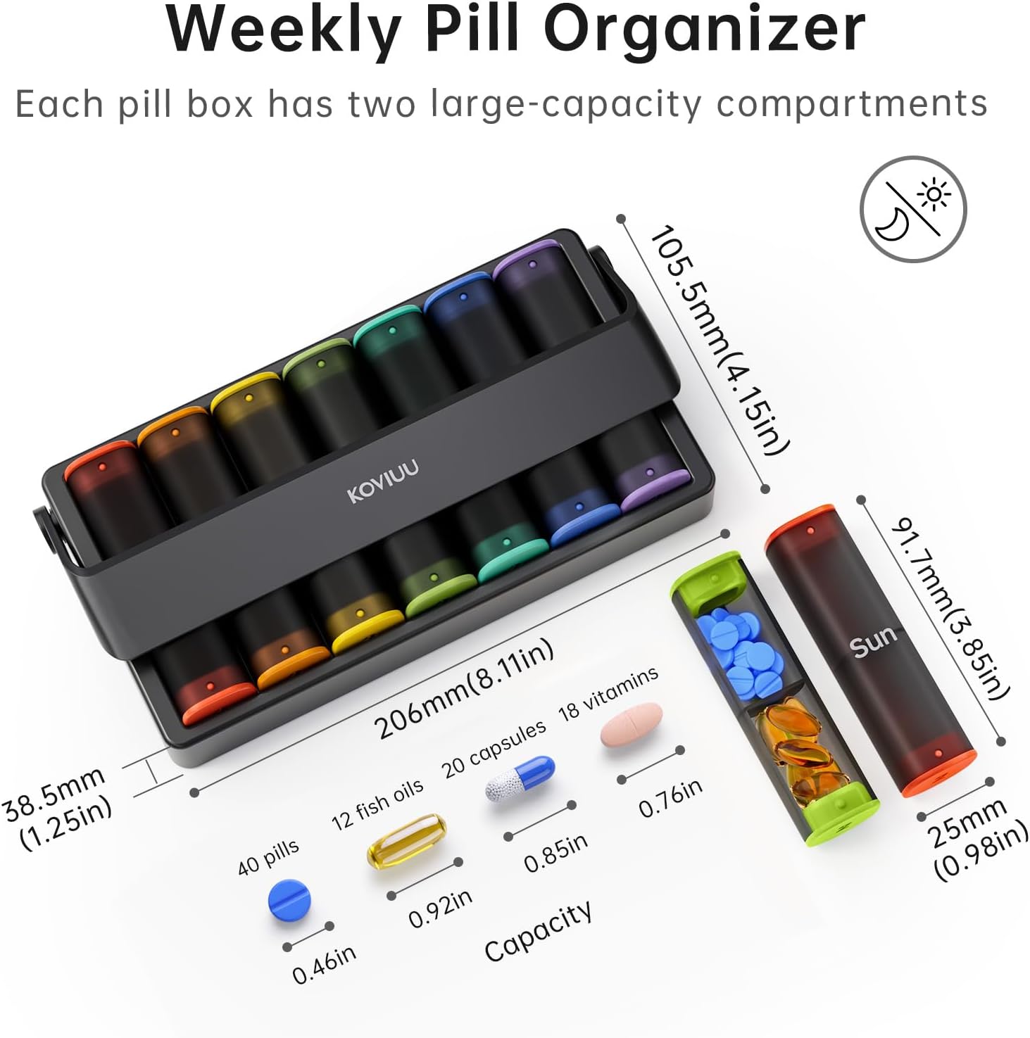 Detalle 2 de KOVIUU Weekly Pill Box 14-Compartment