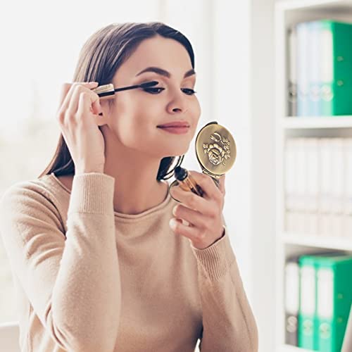 Detalle de ANZHUO Portable Metal Folding Mirror, MINI (Bronze) – Compact Travel Make-up Mirror