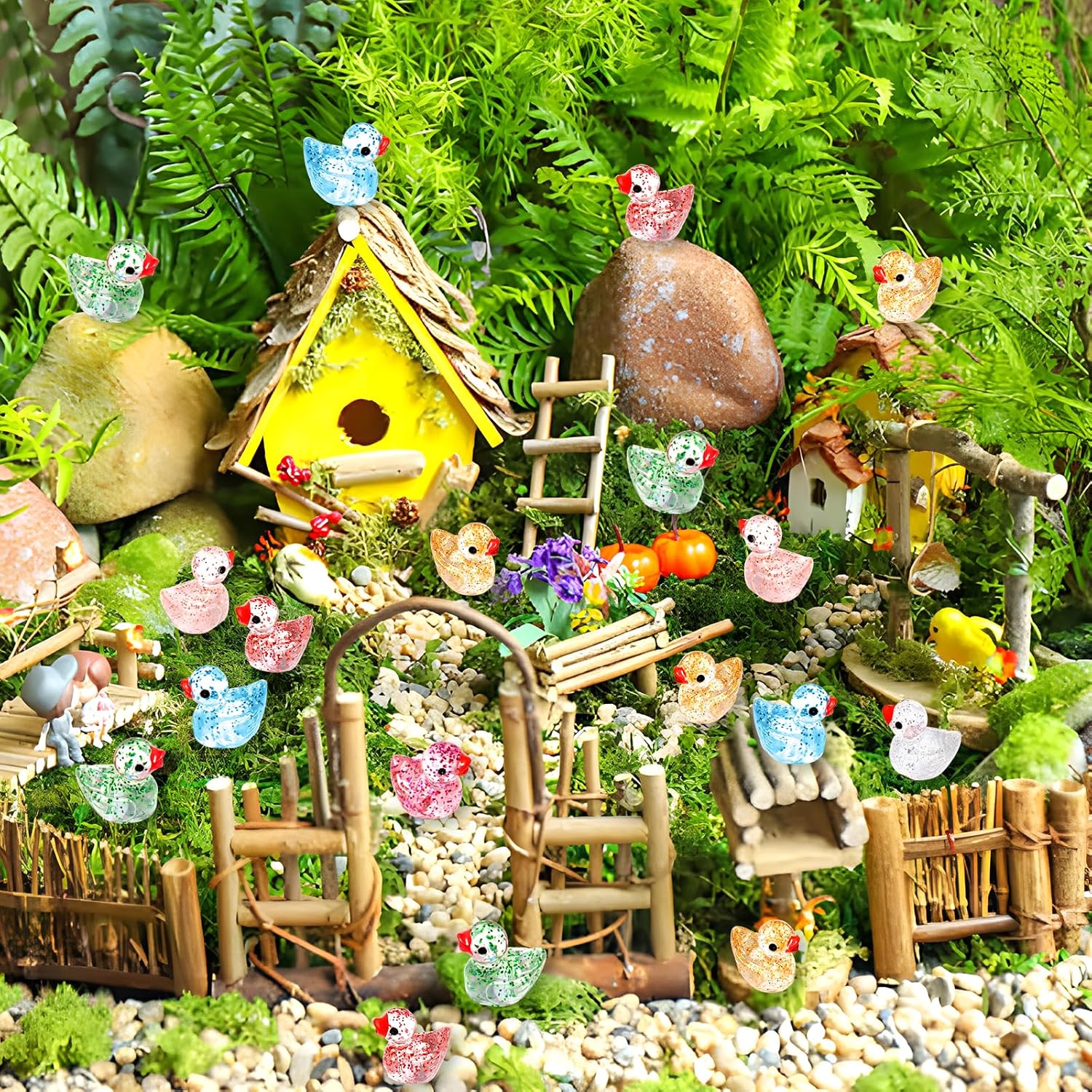 Thumbnail 4 de WIURGOHA 150pcs Mini Glitter Resin Ducks for Dollhouse, Aquarium & Micro Landscapes