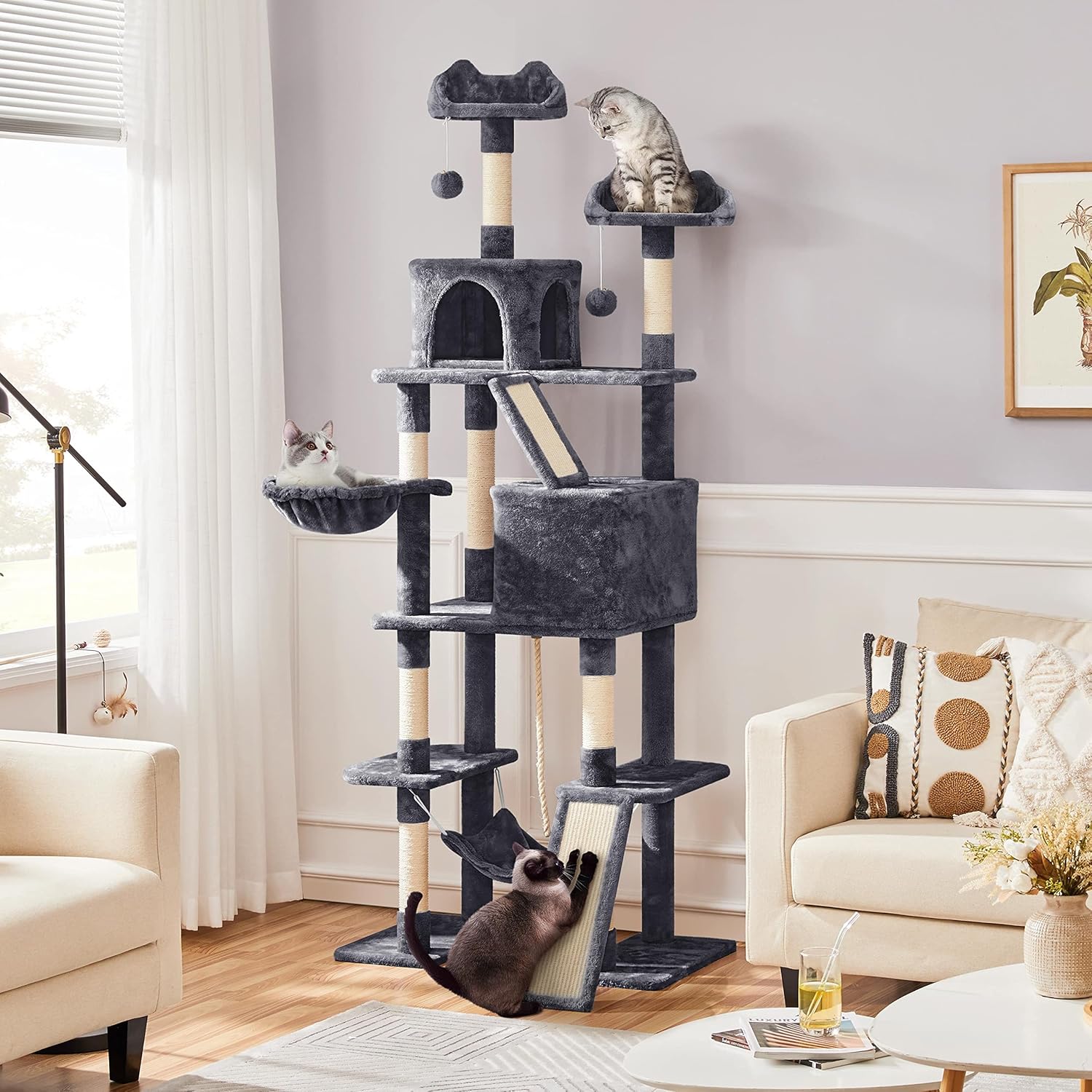 Detalle 2 de Yaheetech Katzenkratzbaum 206 cm đ±