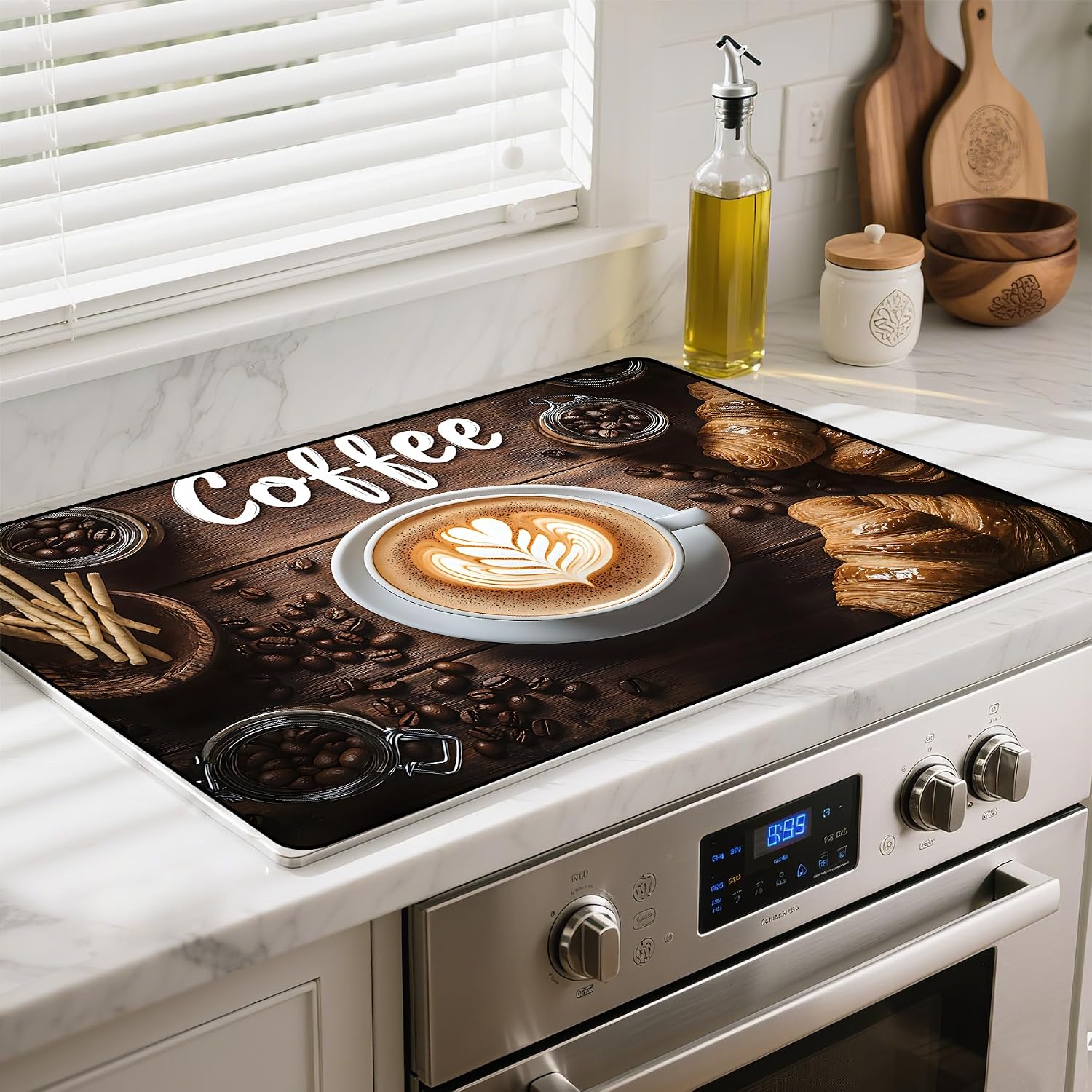 Detalle de BSFHH SCG0001 Rubber Stove Top Cover Mat, Coffee, Non-Slip and Scratch-Resistant