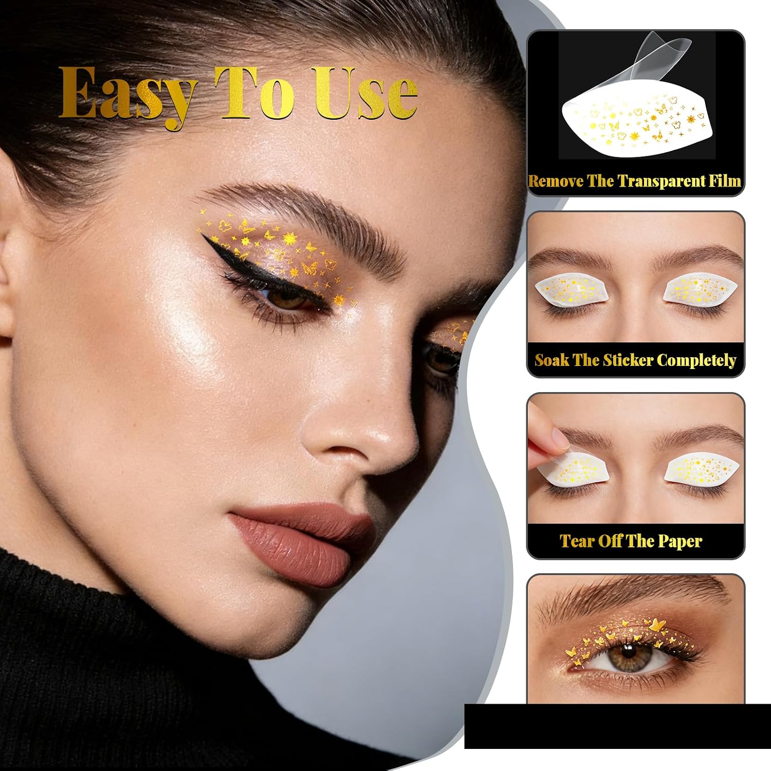 Thumbnail 2 de MWOOT Lidschatten Tattoos – 12 Stück Gold Eye Shadow Sticker für Damen