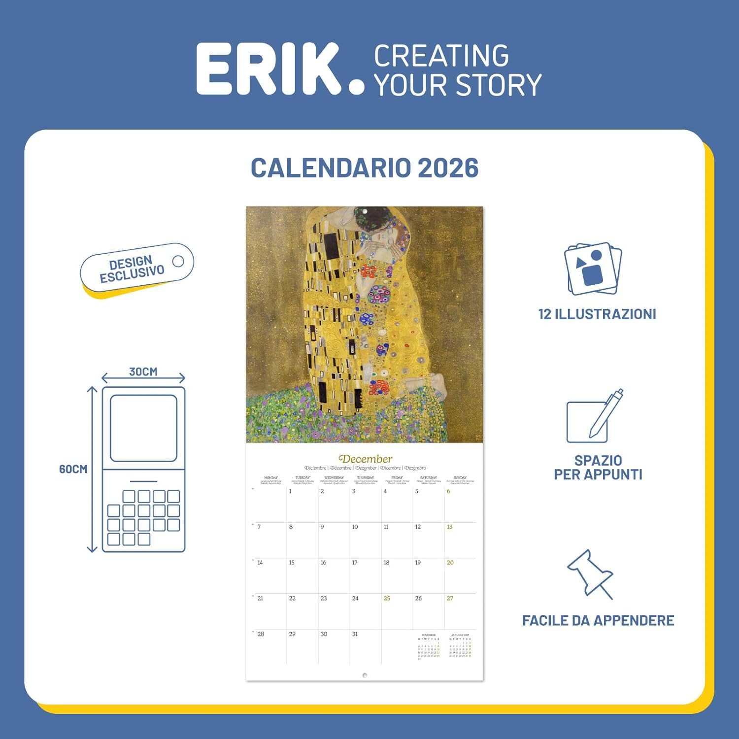 Detalle de Grupo Erik Calendario 2026 30x30cm 📅