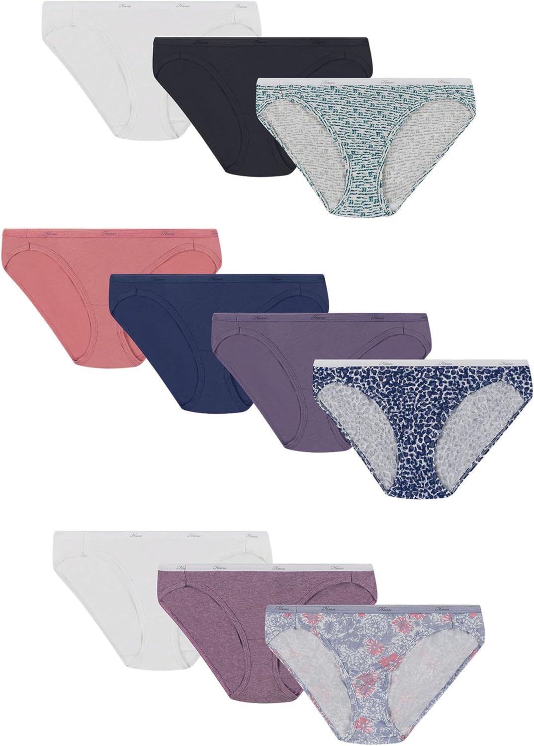 Detalle de Hanes Women's 10-Pack Full-Coverage Cotton Blend Panties with Moisture-Wicking Comfort