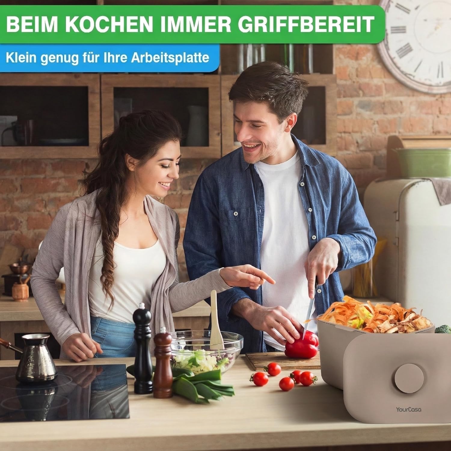 Thumbnail 1 de YourCasa Biomülleimer Küche 5L – kompakter Komposteimer mit Sieb, Geruchsschutz und spülmaschinenfest