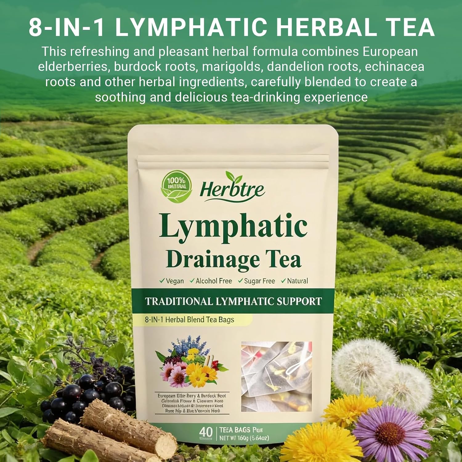 Detalle de Lymphatic Natural Herbal Tea: Lymphatic Drainage with Dandelion Extract