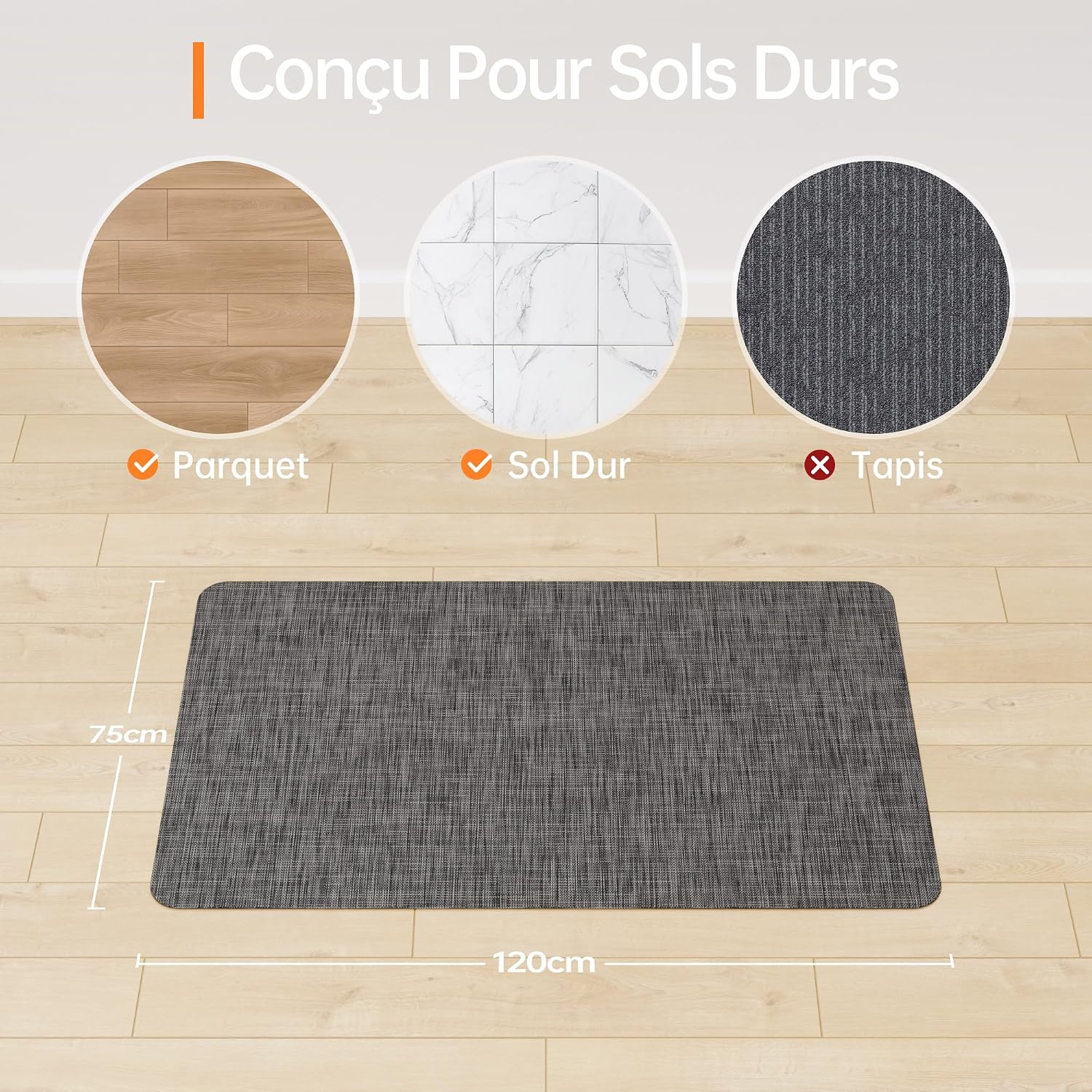 Thumbnail 6 de HOMEK Tapis Chaise de Bureau 75x120 cm đź§ľ
