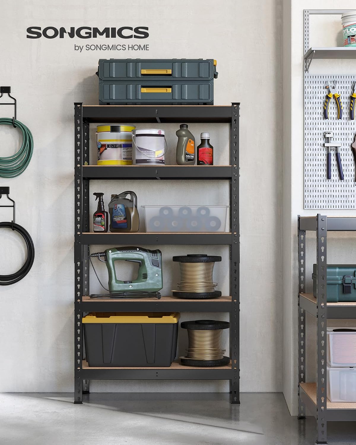 Detalle de SONGMICS COZORY GLR300B01 5-Tier Heavy-Duty Shelving Unit, 175 kg per shelf