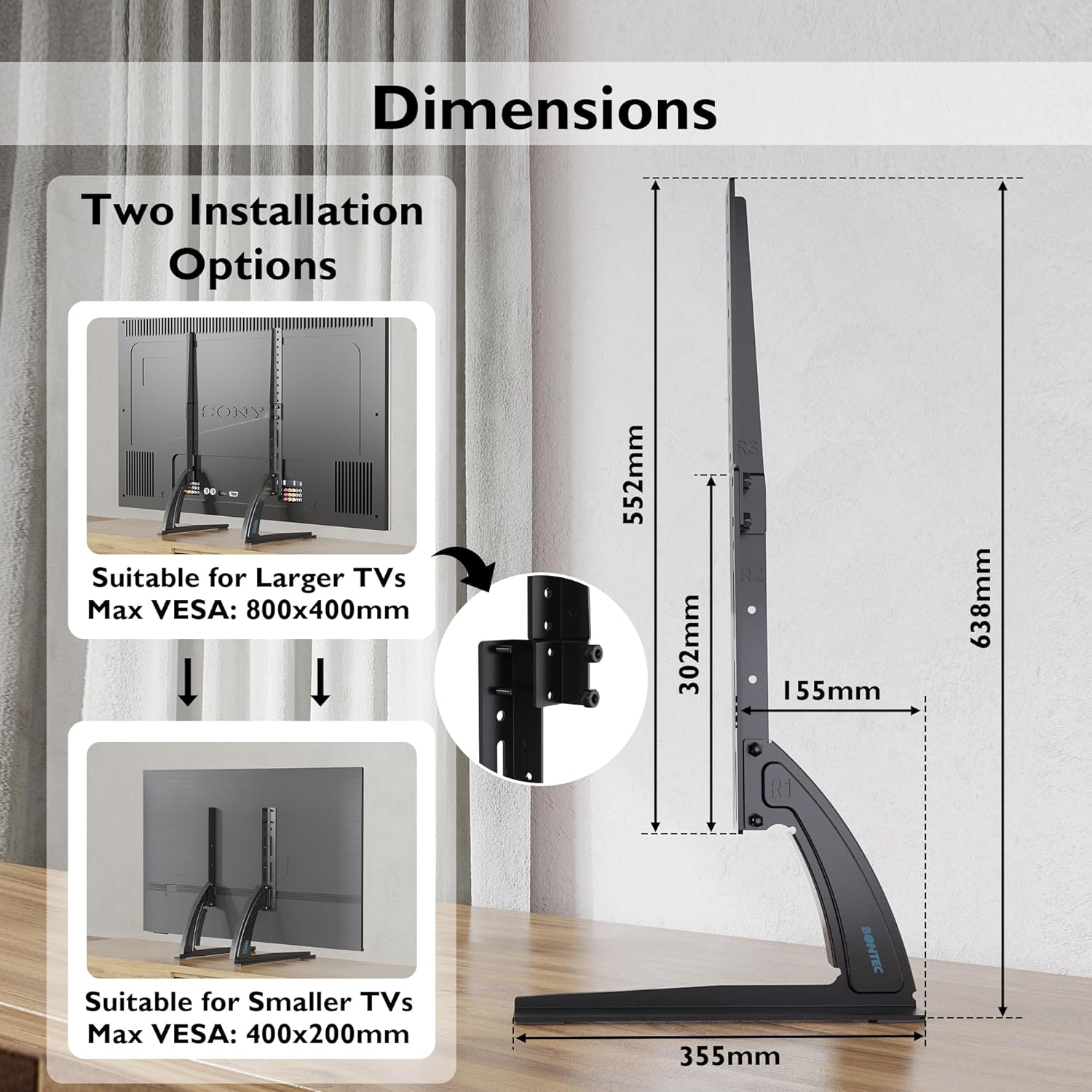 Thumbnail 4 de BONTEC TV Standfuß 22–65 Zoll höhenverstellbar