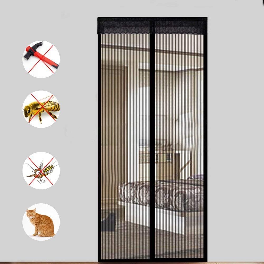Thumbnail 2 de Magnetic Screen Door Polyester Magnetic Fly Screen Curtain (Black, 80 x 200 cm) for Anti-Mosquito & Pest Protection