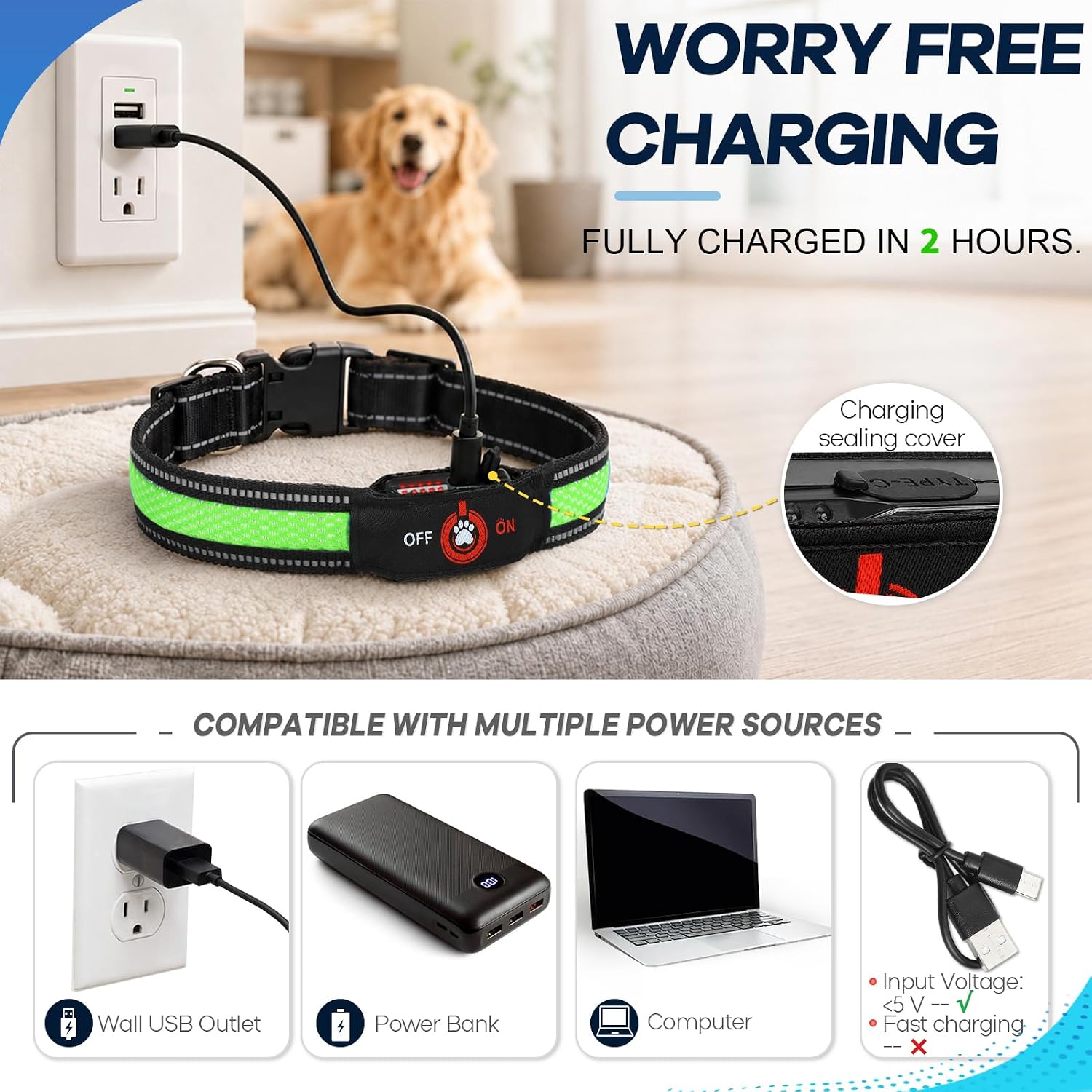 Detalle de Bamda LED Dog Collar, 300mAh