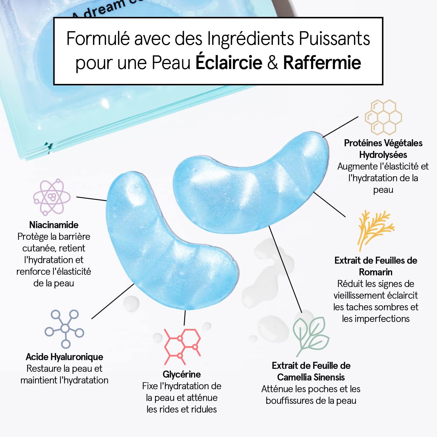 Thumbnail 3 de grace & stella Patch Yeux Anti Cernes à la Caféine (niacinamide & acide hyaluronique) – 24 paires, blanc