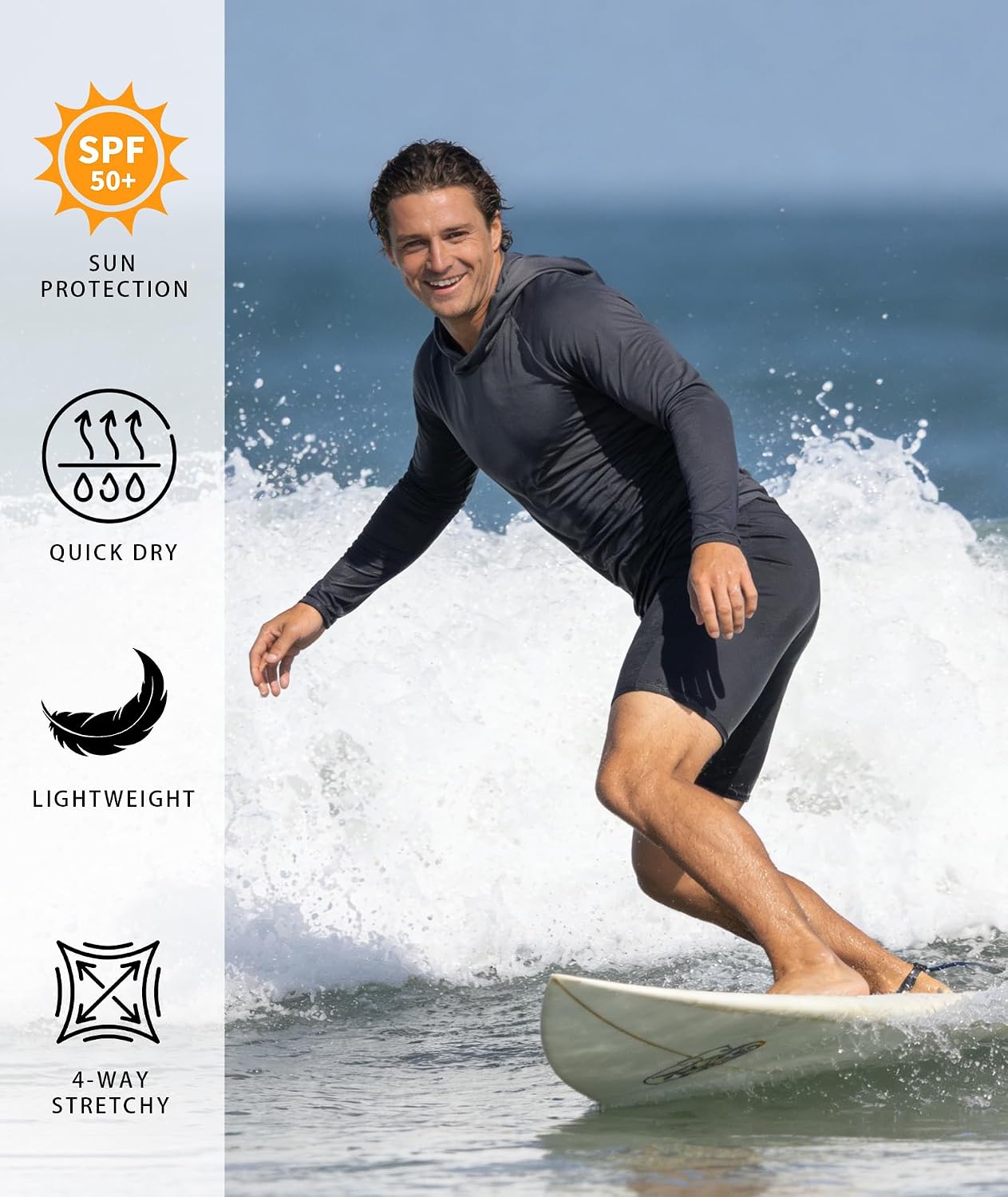 Detalle de WENTTUO 5-Pack: Men's UPF 50+ Sun Protection Hoodie Long Sleeve Shirts