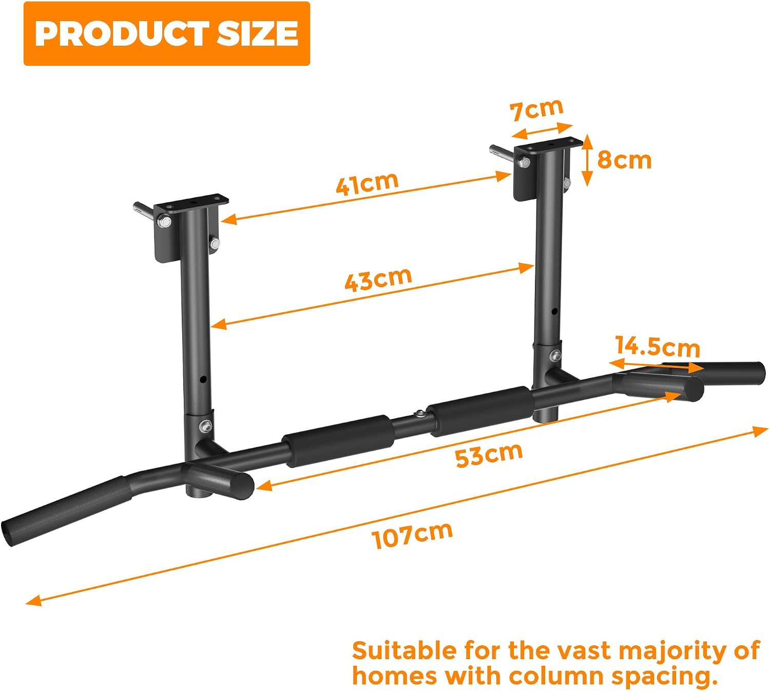 Detalle 2 de ONETWOFIT Joist Mount Pull-Up Bar, Adjustable Height, 42-Inch, Multi-Grip
