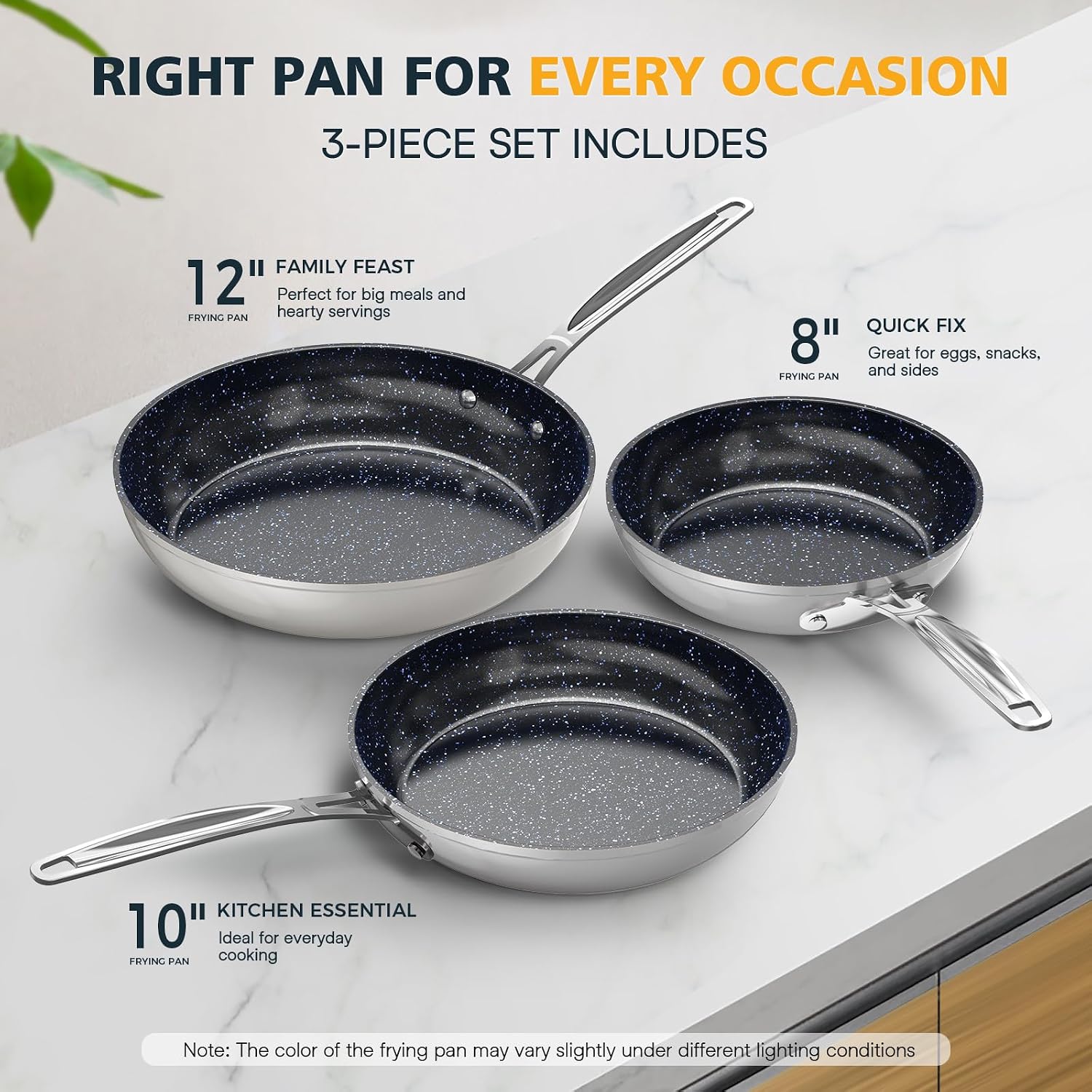 Detalle de Nuwave 3-Piece Ceramic Nonstick Fry Pan Set 8”