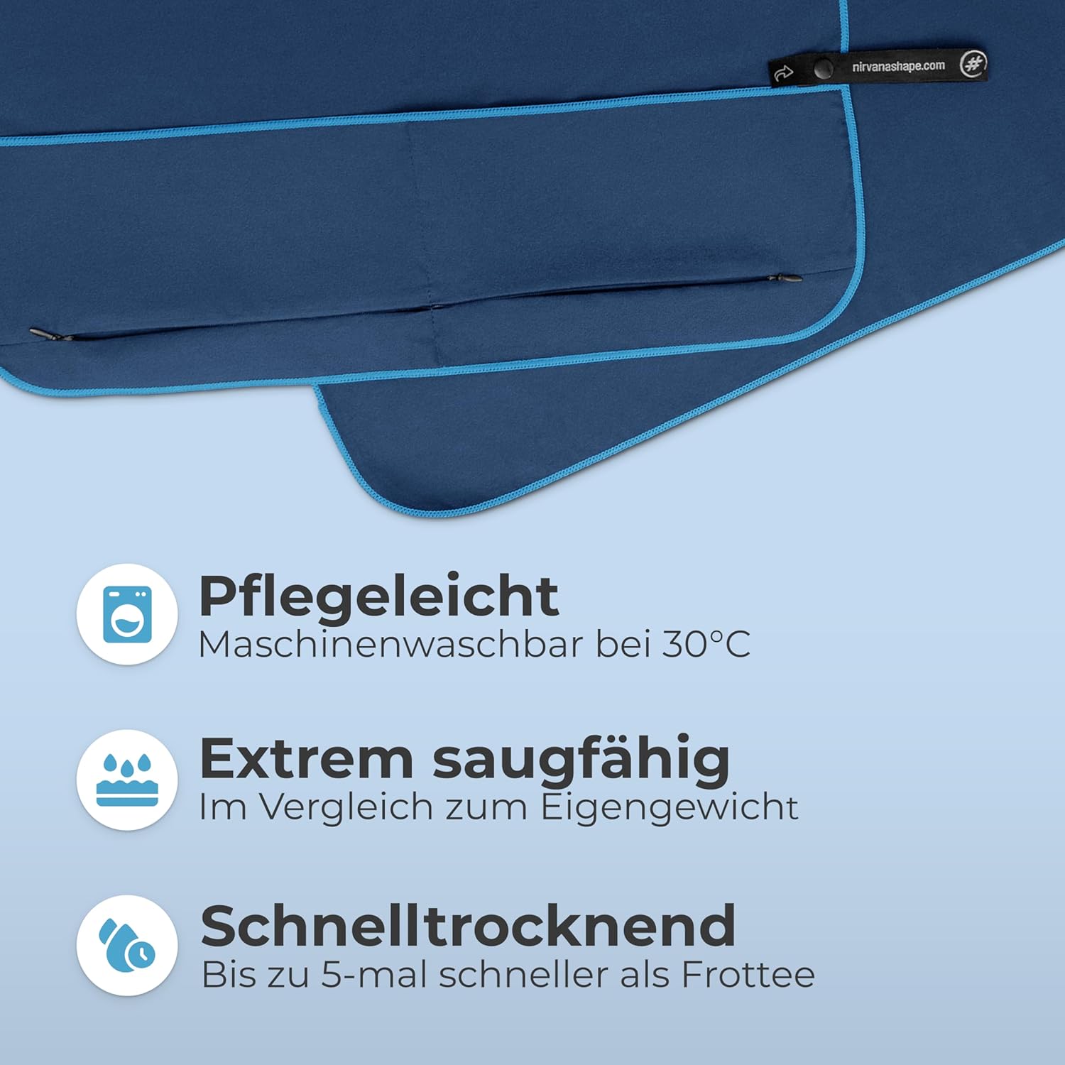 Thumbnail 3 de NirvanaShape Fitness-Handtuch mit Magnet-Clip: ultrasaugfähig & kompakt fürs Gym