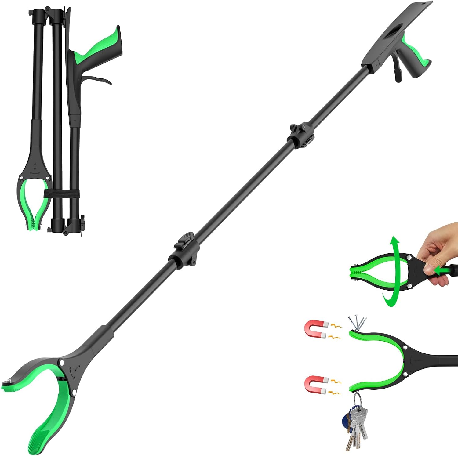 Detalle de rewkcy 51-Inch Grabber Reacher Tool with Aluminum Shaft and Rotating Jaw