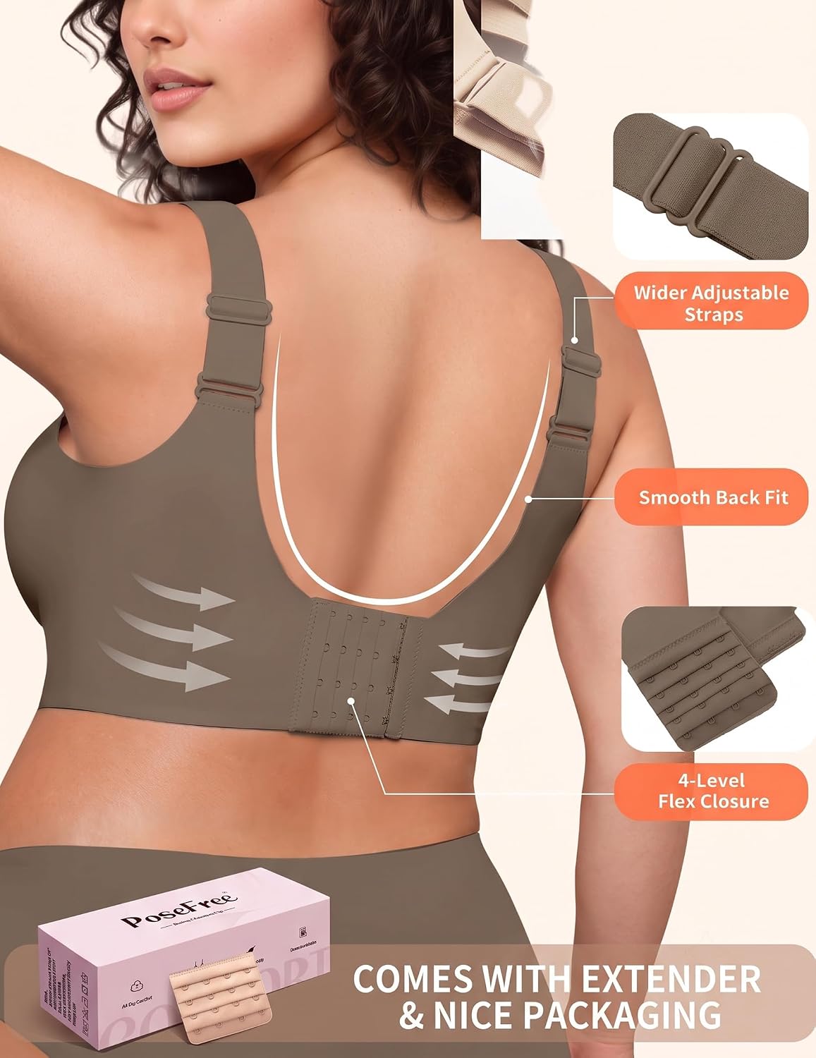 Detalle de PoseFree Seamless Wireless Bra 5-Row Closure
