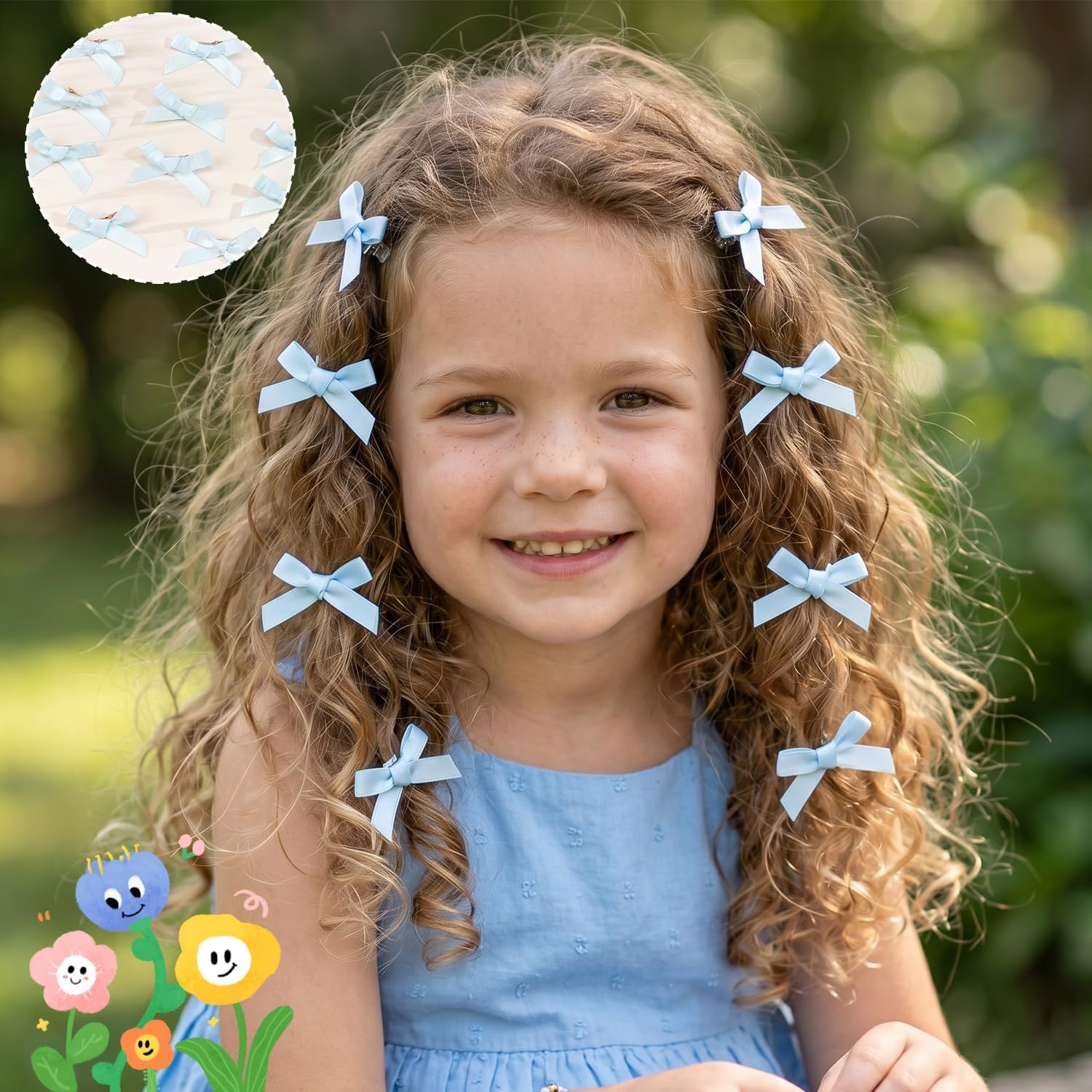 Detalle 1 de CÉLLOT Baby Blue Bow Hair Clips, 20-Piece Set