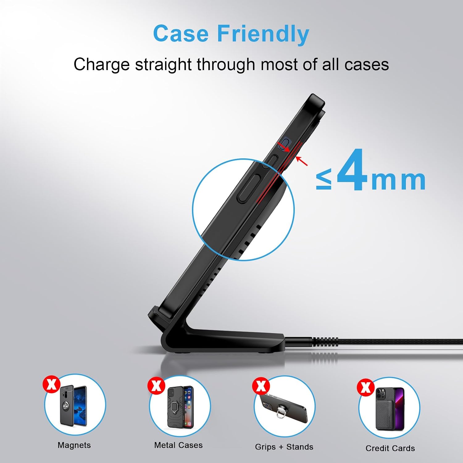 Detalle 2 de Cebkit 15W Wireless Charging Stand for Samsung Galaxy, USB-C