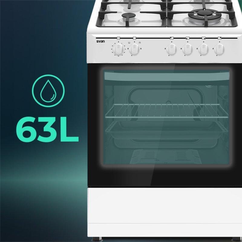 Thumbnail 1 de Cocina de gas Svan SKGW4602 60 cm: 4 quemadores, horno 63 l y kit de conversión