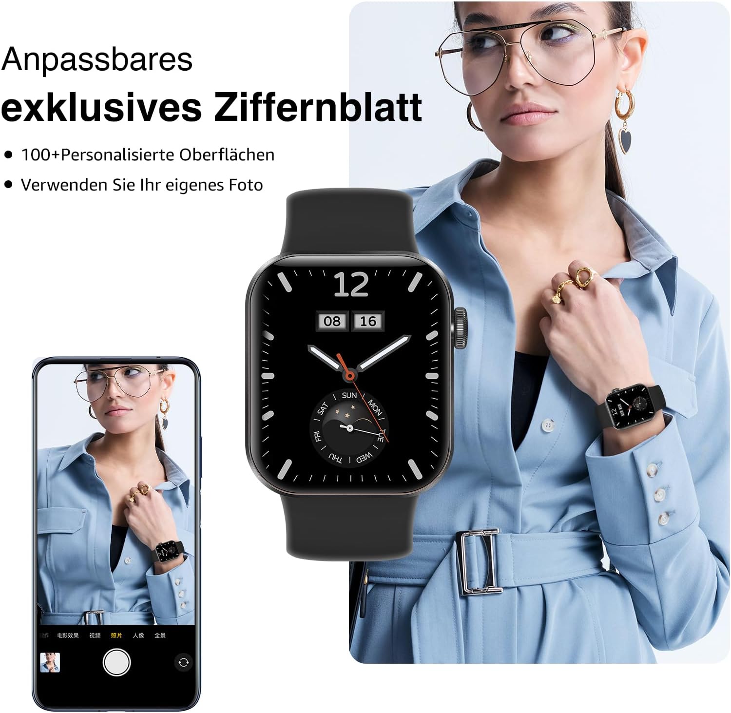 Thumbnail 5 de Smartwatch Damen Herren 1,85 Zoll