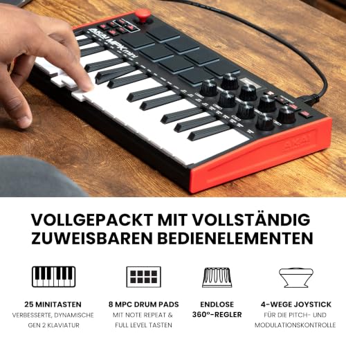 Detalle de Akai Professional MPK Mini MK3 – USB-MIDI-Controller mit 25 Minikarten-Tasten, Arpeggiator, Pads und NKS-Unterstützung