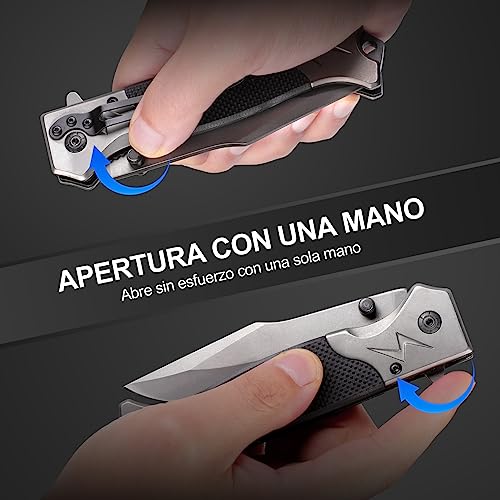 Detalle de Rolgno Navaja: Cuchillo plegable de acero 3Cr13 para outdoor con clip y cordón