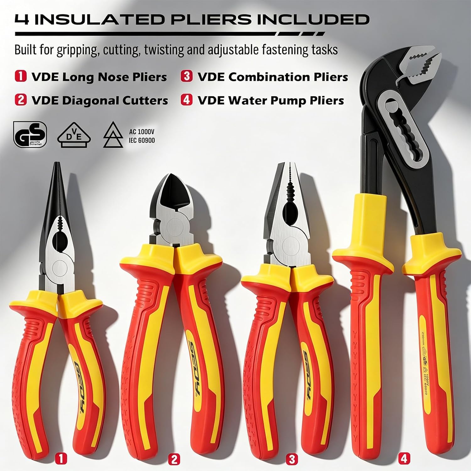Detalle de SEDY 87069 18-Piece Insulated Electrician Tool Set, VDE/GS, 1000V