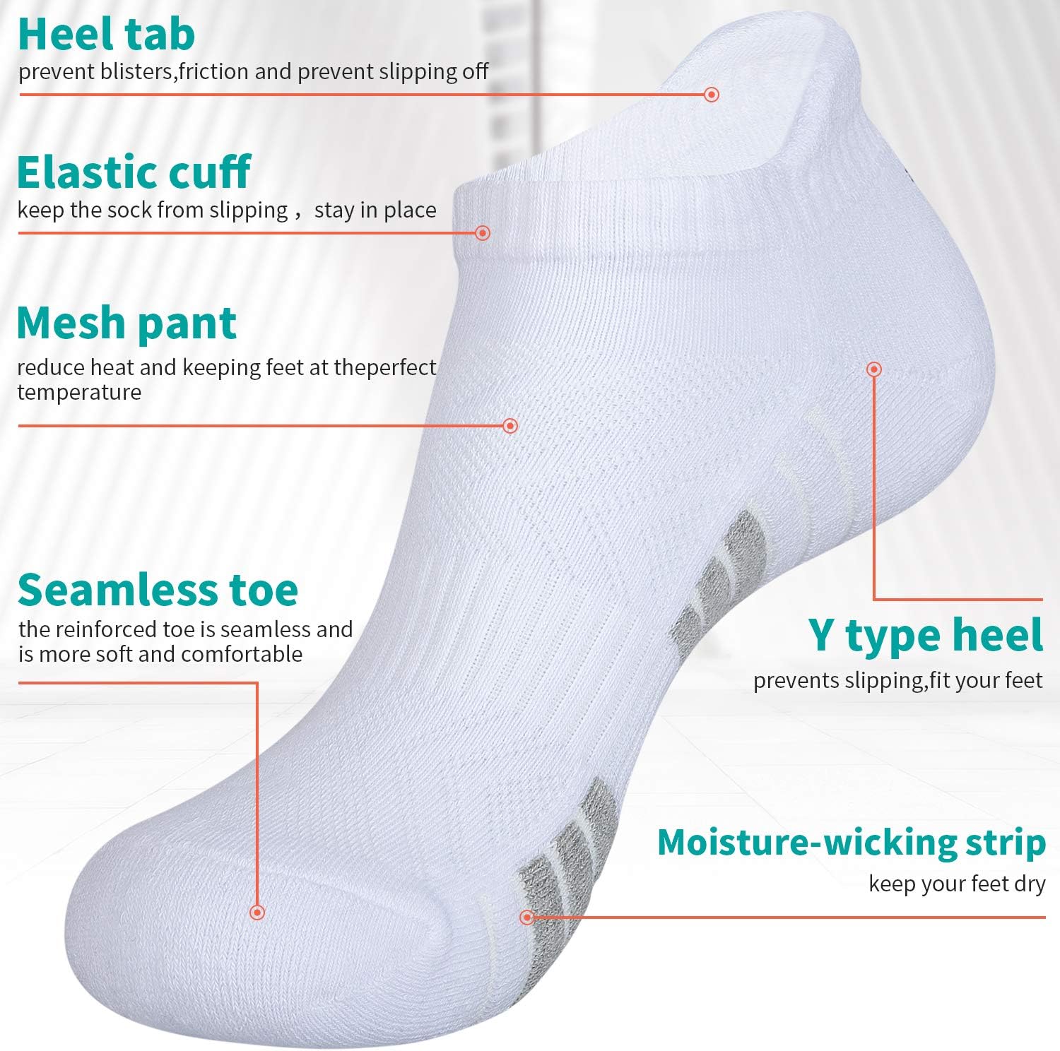 Thumbnail 2 de Coskefy Thick Cushion Ankle Running Socks (No Odor Cotton) – 6 Pairs