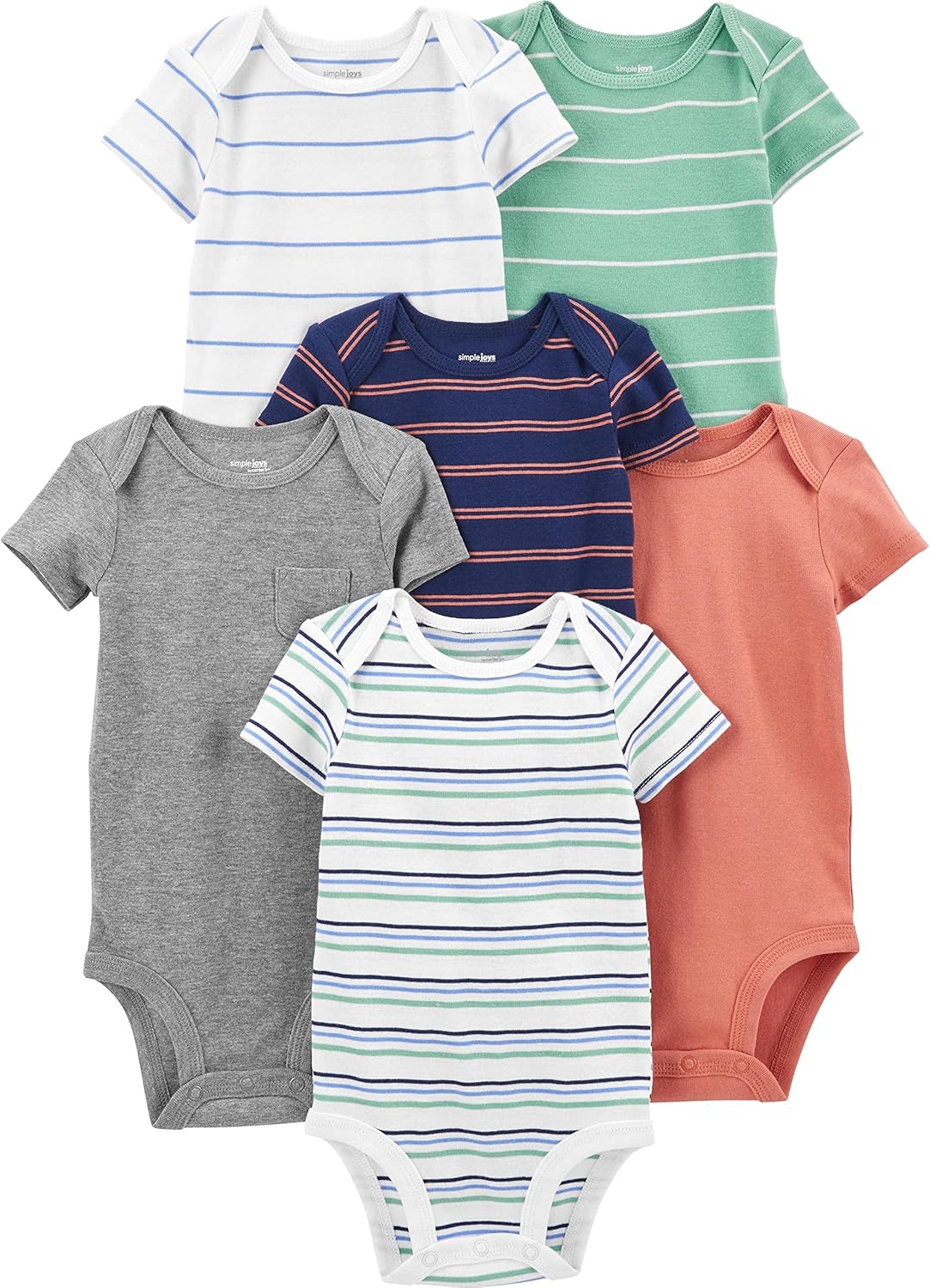 Simple Joys by Carter’s Jungen Kurzarm-Bodysuit im 6er-Pack
