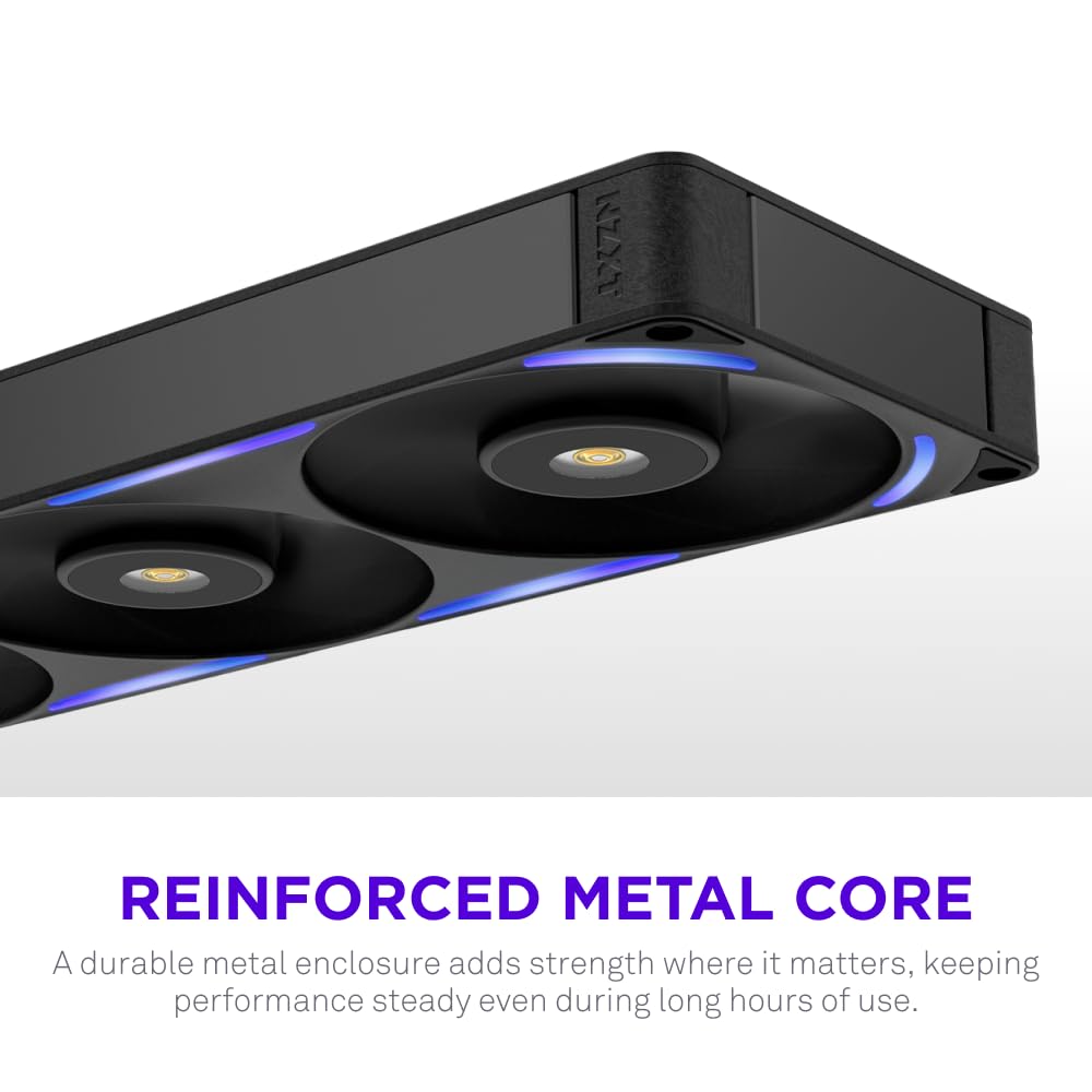Detalle 2 de NZXT F360X Performance Single-Frame Fan — 3x 120mm PWM RGB Fans